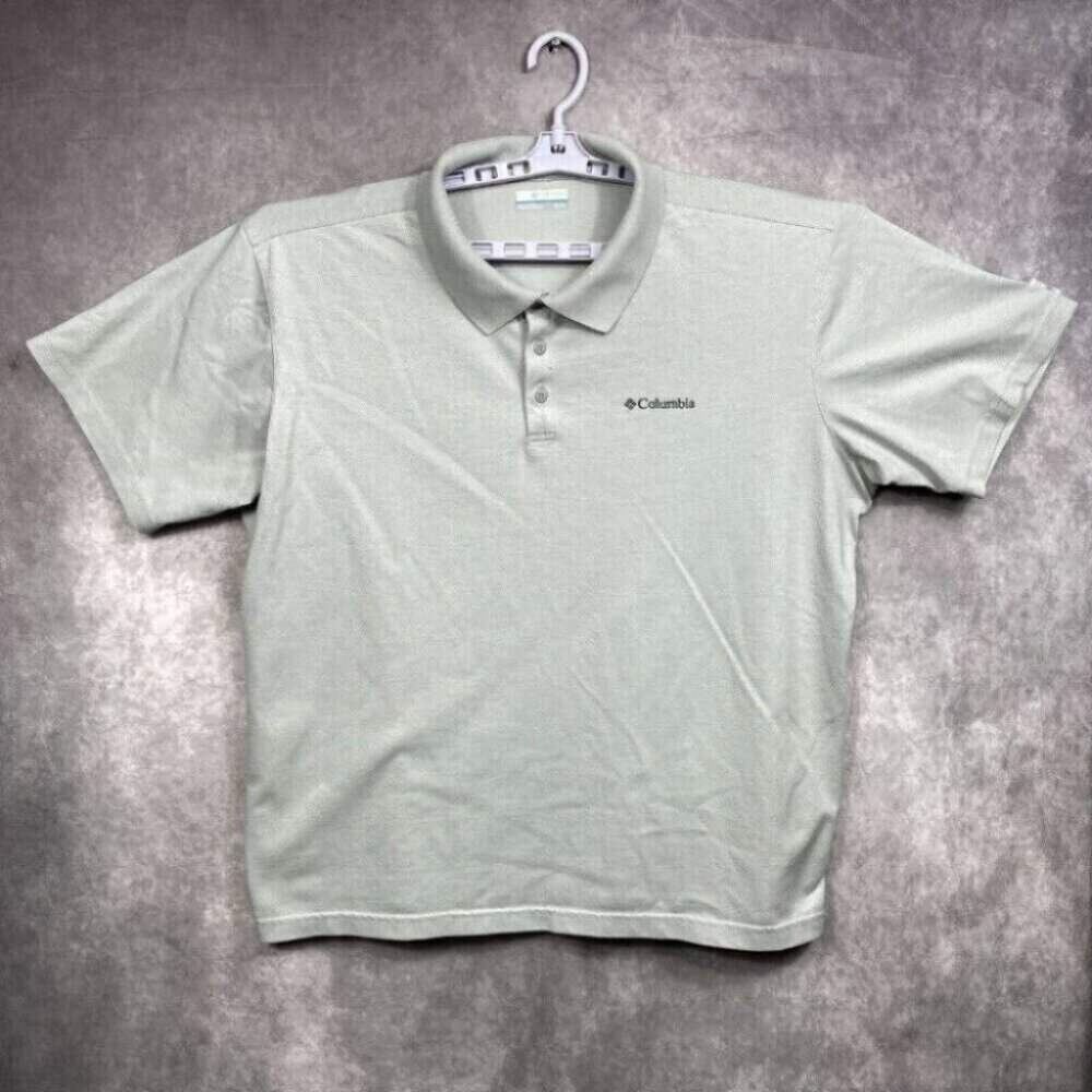 Columbia Polo Shirt Men's XL Gray Short Sleeve Golf Outdoors Hiking Workwear